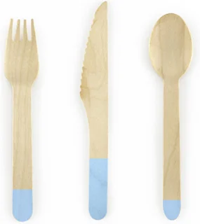 Partydeco Bestek set Kraft Blue 6 sets