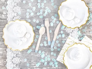 Partydeco Bestek set Kraft Blue 6 sets