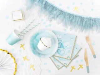 Partydeco Bestek set Kraft Blue 6 sets