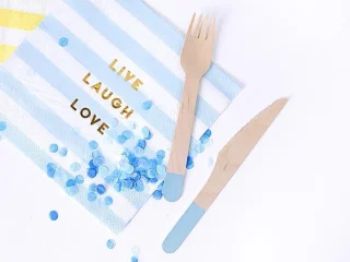 Partydeco Bestek set Kraft Blue 6 sets