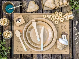 Partydeco Bestek set Kraft Blue 6 sets