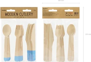 Partydeco Bestek set Kraft Blue 6 sets