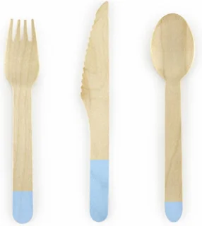 Partydeco Bestek set Kraft Blue 6 sets