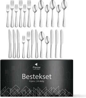 Perow 24-delig Bestekset 18/10 RVS 4 Persoons Zilver