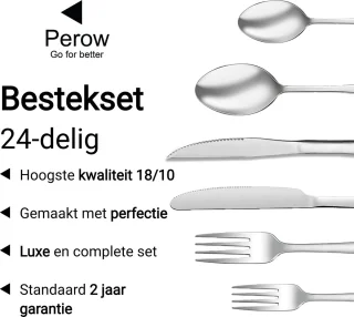 Perow 24-delig Bestekset 18/10 RVS 4 Persoons Zilver