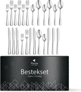 Perow 24-delig Bestekset 18/10 RVS 4 Persoons Zilver