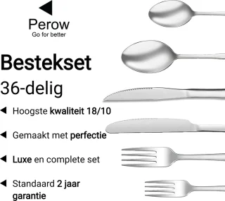 Perow 6 Persoons Bestekset 36-delig Edelstaal Zilver