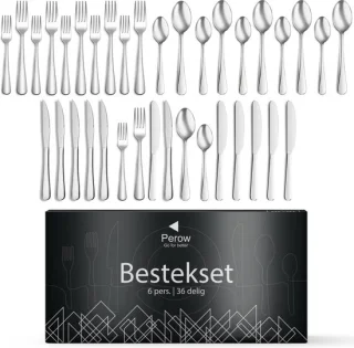 Perow 6 Persoons Bestekset 36-delig Edelstaal Zilver