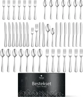 Perow Bestekset 48-delig 8 Persoons 18/10 Edelstaal Zilver