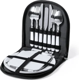 Picknick Bestekset RVS 13-delig met Etui Zilver/Wit