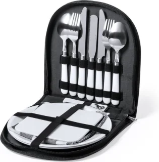 Picknick Bestekset RVS 13-delig met Etui Zilver/Wit