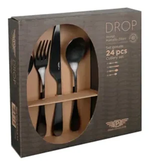 Pintinox Drop bestekset 24-delig 6-persoons Satin zwart