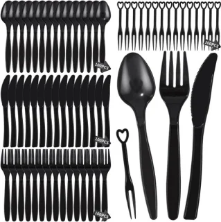 Plastic bestekset 500-delig zwart