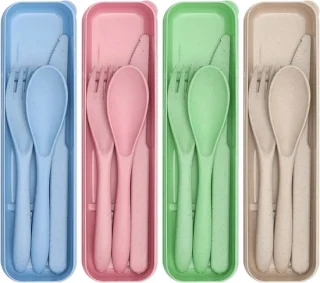 Plastic bestekset - groen - 20,6 x 5,5 x 2,6 cm