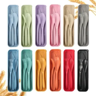 Plastic bestekset - meerkleurig - 12 sets