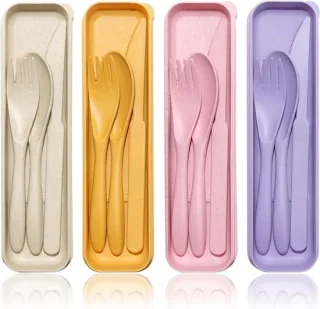 Plastic bestekset met etui