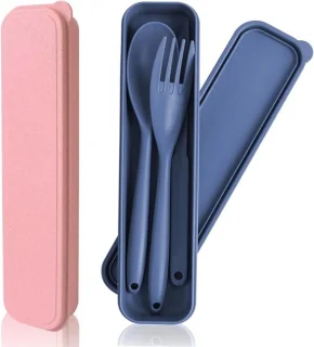 Plastic bestekset van 2 met etui