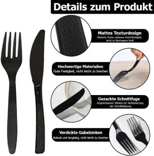 Plastic feestbestek 200 stuks (100 messen, 100 vorken)