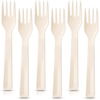 Plastic tafelvorken crème 18 cm - 6 stuks