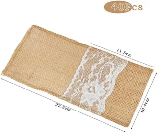 PolkaHome vintage jute bestekzakken 40 stuks