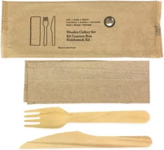 Pomebio houten bestekset in bestekzakje - 250 stuks