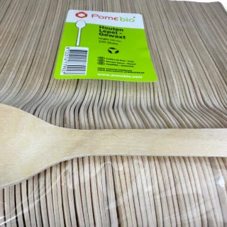 PomeBio Houten Lepels 160 mm 100 Stuks