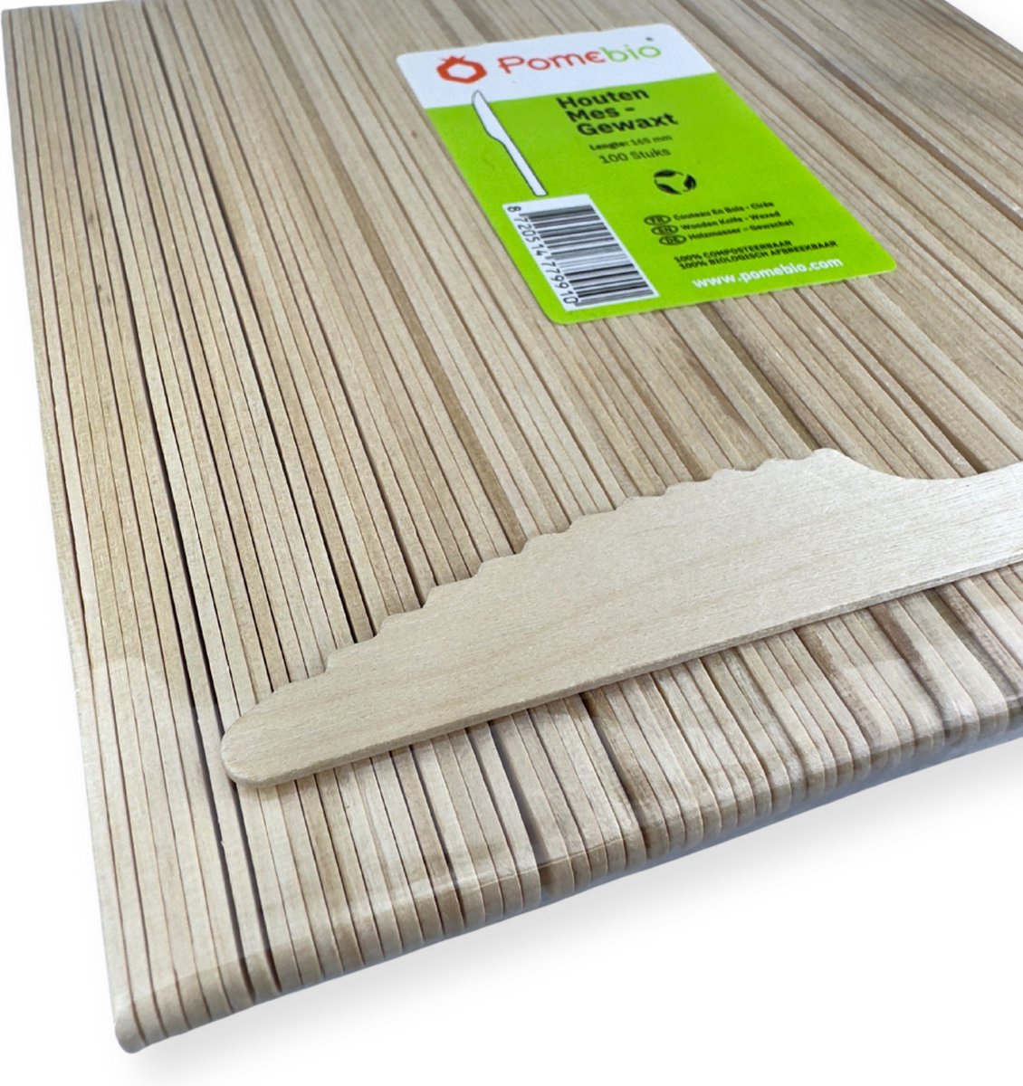 PomeBio Houten Mes 165 mm 100 Stuks