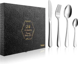 Premium 24-delige 18/10 roestvrijstalen bestekset voor 6 personen zilver