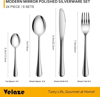 Premium 24-delige 18/10 roestvrijstalen bestekset voor 6 personen zilver