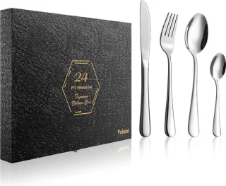 Premium 24-delige 18/10 roestvrijstalen bestekset voor 6 personen zilver