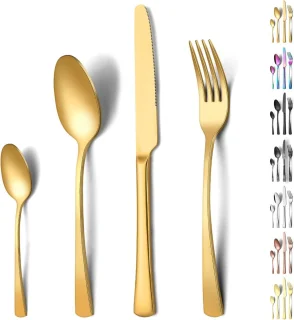 Premium 24-delige bestekset voor 6 personen goud - roestvrij staal