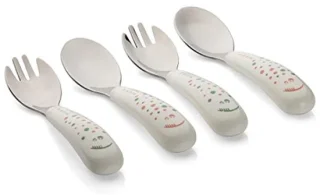 PromoHome bestekset voor baby's 4-delig gebroken wit met patroon