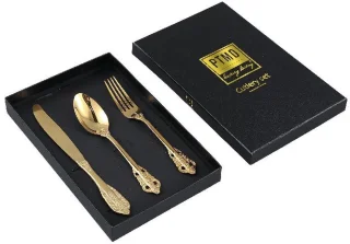 PTMD Cadeabox Serviesset Titanium Goud 3-delig