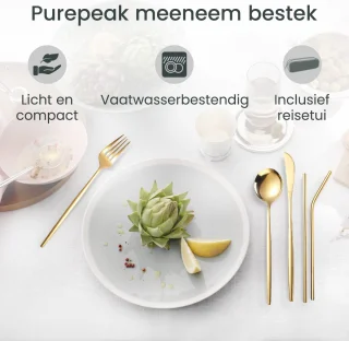 Purepeak Meeneem Bestek Set 8-Delig Goud