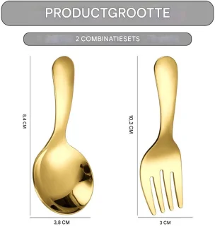 QTTVBTNA 4-delige bestekset korte steel RVS Goud