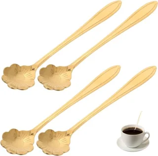 QTTVBTNA - 4 Stuks Koffielepels RVS Goud