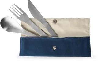 Qwetch set de 3 couverts inox - Granite blauw