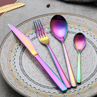 Rainbow 24-delig titanium bestekset roestvrij staal