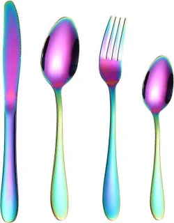 Rainbow roestvrijstalen bestekset 24-delig inclusief koffer
