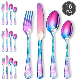 Regenboog Kattenbestek 16-delig RVS