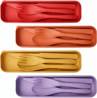 Reisbestek set met etui - 1 stuk