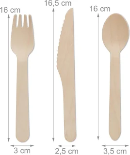 relaxdays houten bestek set 300 stuks