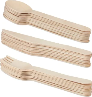 relaxdays houten bestek set 300 stuks