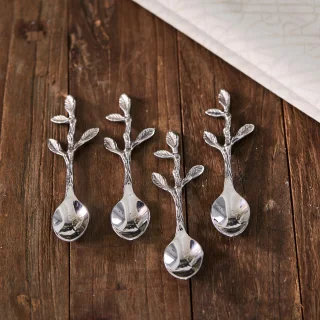 Riviera Maison Lovely Leaf Theelepels Set 4 Zilver