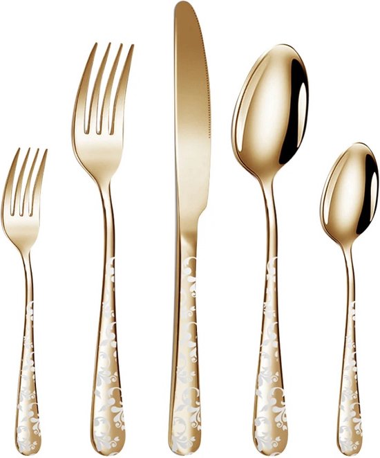 RM Store® Roestvrijstalen Bestekset 20-delig Goud 5 Personen
