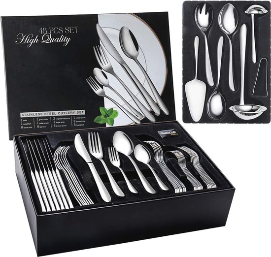 Roestvrij Stalen Bestekset 48-delig voor 8 Personen Complete Set