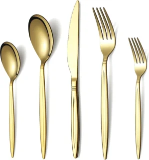 Roestvrijstalen bestekset 30-delig goudkleurig titanium voor 6 personen