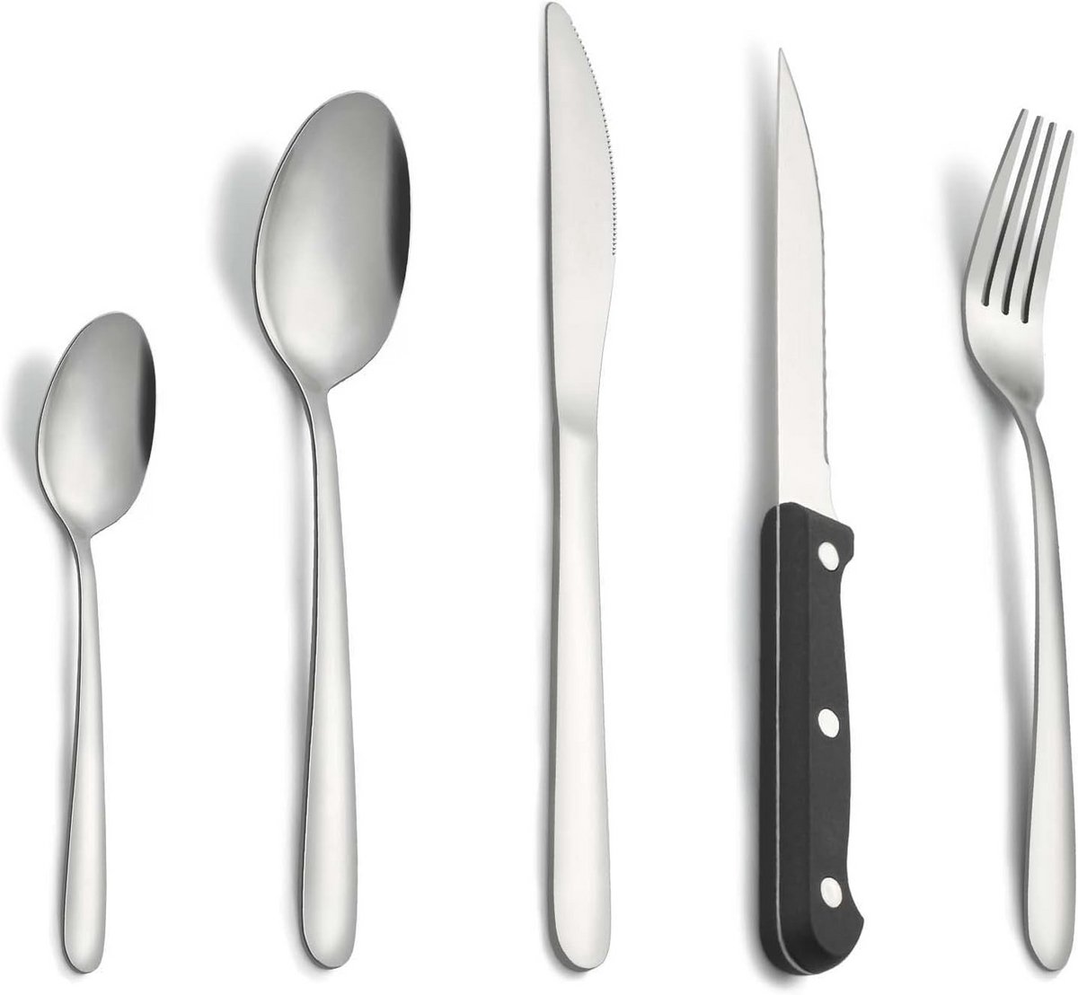 De Roestvrijstalen bestekset 30-delig voor 6 personen met steakmessen in één oogopslag