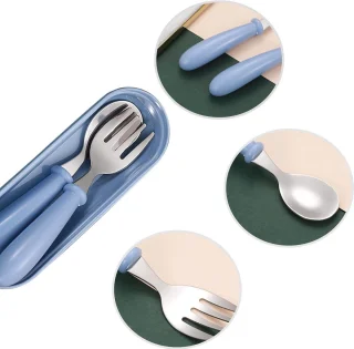 Roestvrijstalen Kindbestek Set - Vork en Lepel - 2 Stuks