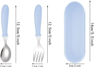 Roestvrijstalen Kindbestek Set - Vork en Lepel - 2 Stuks